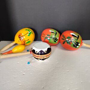 Handmade Mexican Maracas &  Spinning Drum
